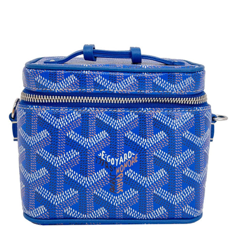 GOYARD Muse Vanity Case Nano Monogram Chevron Canvas Crossbody Bag Blue