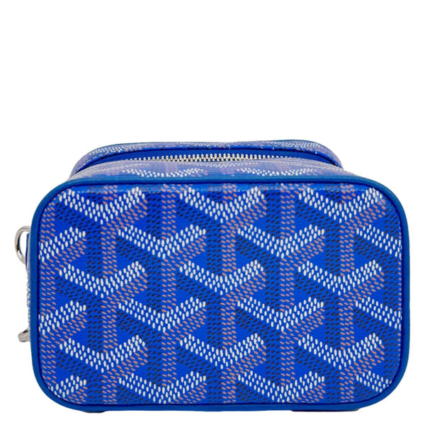 GOYARD Muse Vanity Case Nano Monogram Chevron Canvas Crossbody Bag Blue