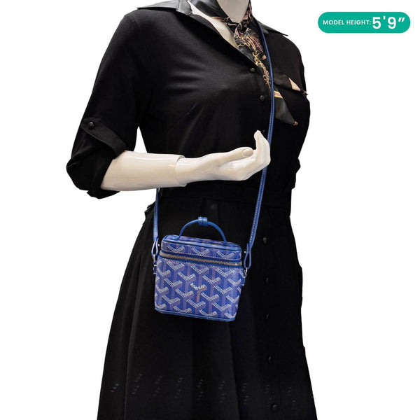 GOYARD Muse Vanity Case Nano Monogram Chevron Canvas Crossbody Bag Blue