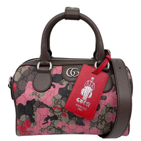 GUCCI Camouflage GG Supreme Canvas Duffle Bag Brown 854860