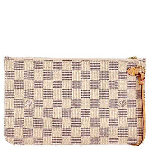 LOUIS VUITTON Neverfull Damier Azur Pochette Wristlet White