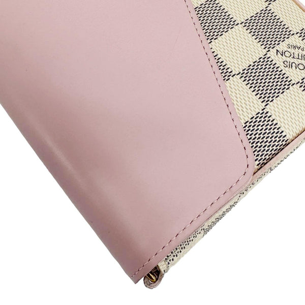 LOUIS VUITTON Felicie Pochette Damier Azur Calfskin Crossbody Bag Eau De Rose