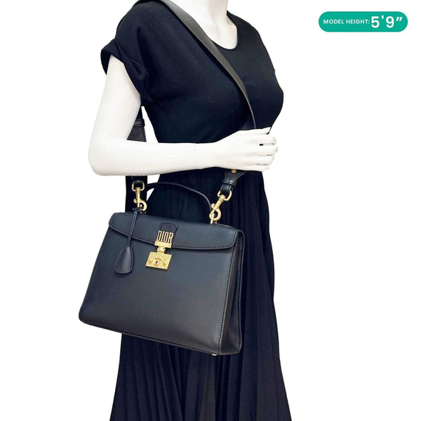 CHRISTIAN DIOR Dior Addict Leather Top Handle Crossbody Bag Black