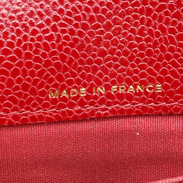 CHANEL Boy Flap Large Quilted Caviar Leather Wallet Red