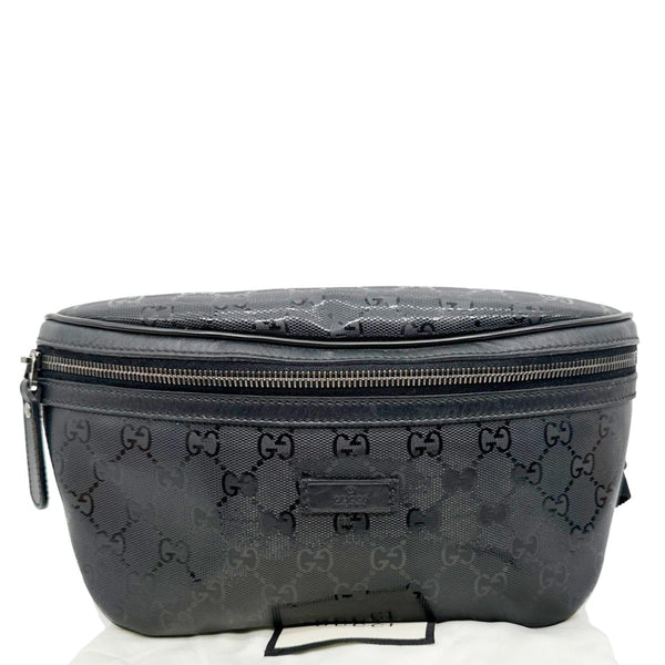 GUCCI GG Imprime Monogram Coated Canvas Waist Bum Bag Black 233269