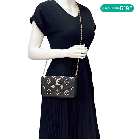 LOUIS VUITTON Felicie Pochette Monogram Empreinte Crossbody Bag Black