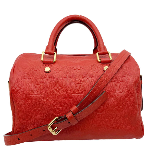 LOUIS VUITTON Speedy 25 Bandouliere Monogram Empreinte Leather Crossbody Bag Red