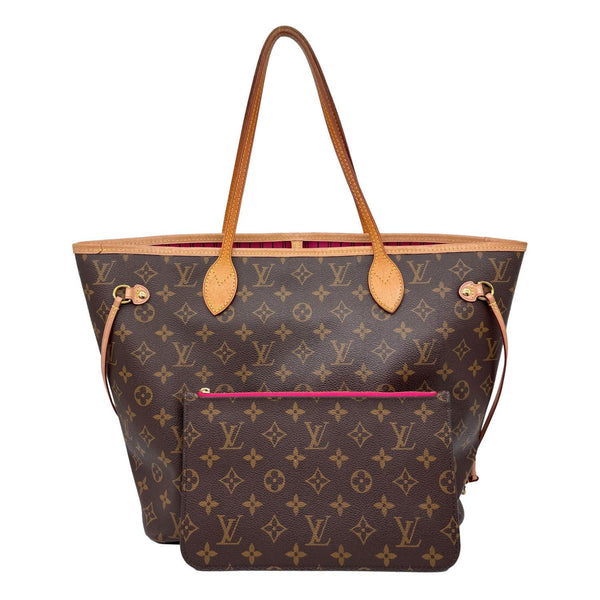 LOUIS VUITTON Neverfull MM Monogram Canvas Tote Bag Brown