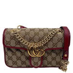 GUCCI GG Marmont Mini Canvas Leather Shoulder Bag Beige 446744
