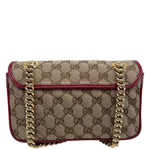 GUCCI GG Marmont Mini Canvas Leather Shoulder Bag Beige 446744