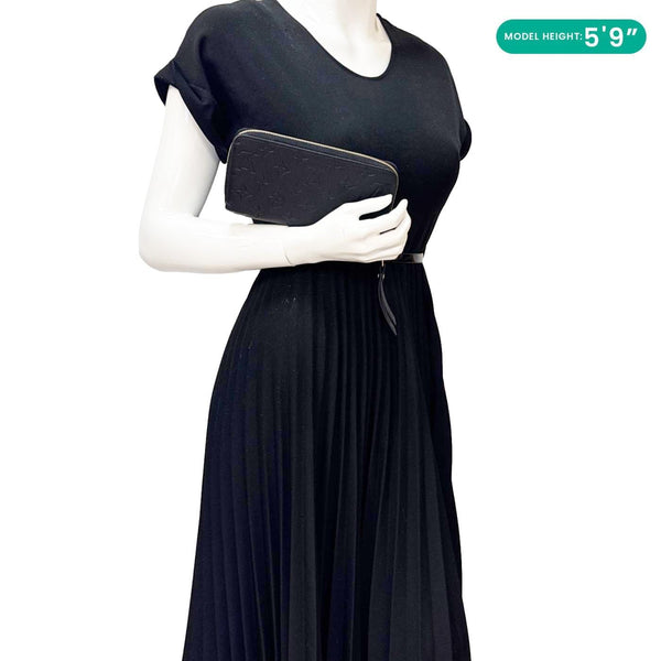 LOUIS VUITTON Zippy Grained Monogram Empreinte Leather Wallet Black