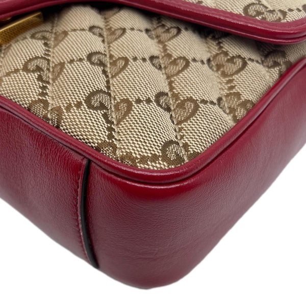 GUCCI GG Marmont Mini Canvas Leather Shoulder Bag Beige 446744