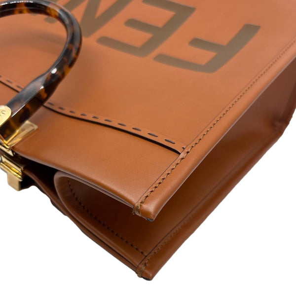 FENDI Sunshine Medium Leather Shopper Tote Bag Brown