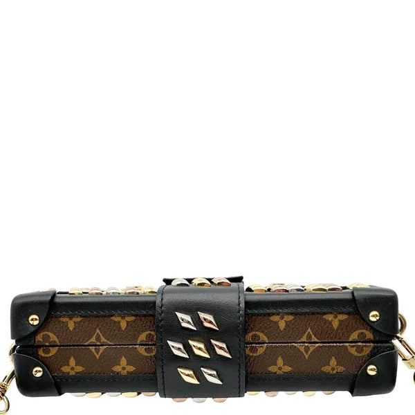 LOUIS VUITTON Studded Petite Malle Monogram Canvas Shoulder Bag Brown