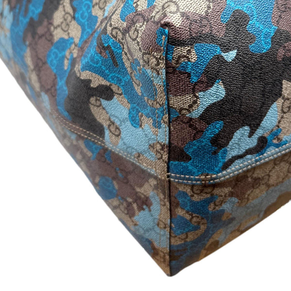 GUCCI Camouflage Large GG Supreme Canvas Tote Bag Blue 856774