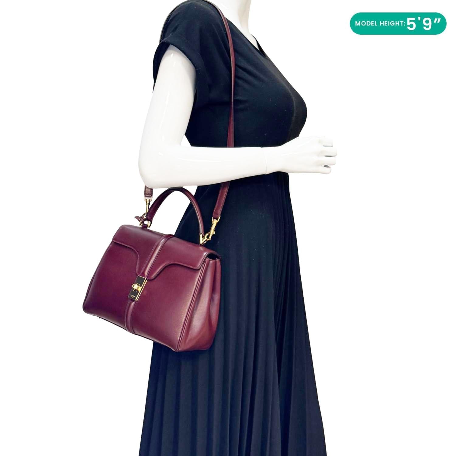 Celine 16 Small Satinated Leather Top Handle Shoulder Bag Celine 16 Small Satinated Leather Top Handle Shoulder Bag