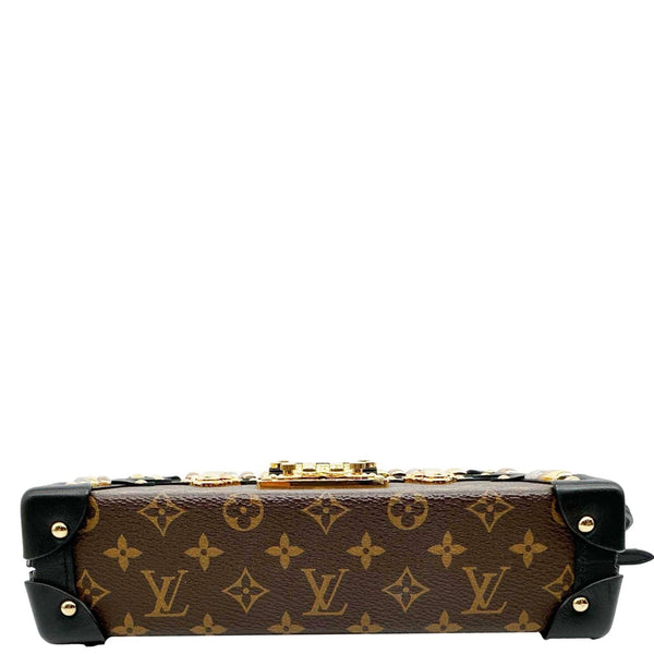 LOUIS VUITTON Studded Petite Malle Monogram Canvas Shoulder Bag Brown
