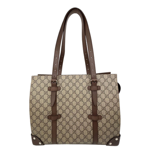GUCCI GG Supreme Canvas Tote Shoulder Bag Beige 626356
