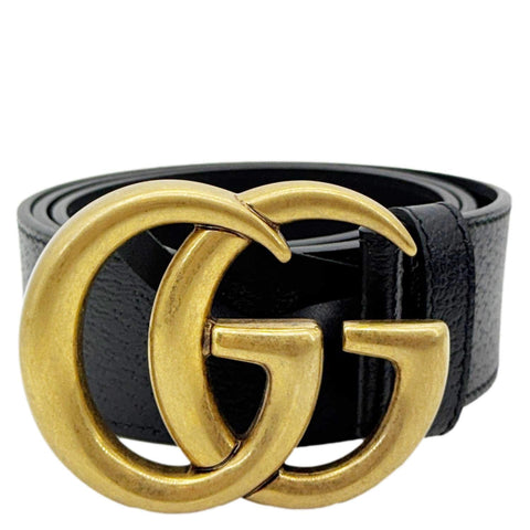 GUCCI Double G buckle Marmont Reversible Leather Belt Black 406831 Size 85.34