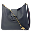 VALENTINO VSling Grainy Calfskin Leather Crossbody Hobo Bag Black
