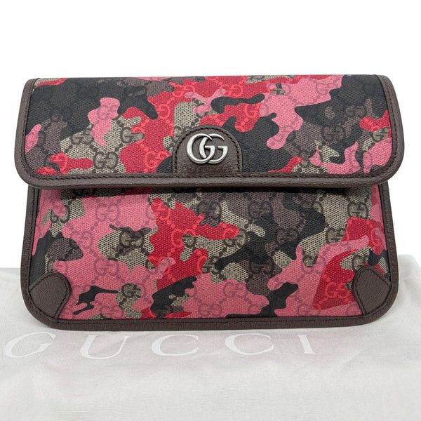 GUCCI Ophidia Camouflage GG Supreme Canvas Belt Bag Pink 752597