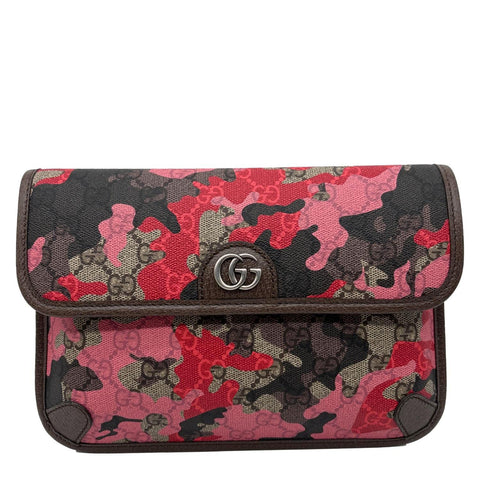 GUCCI Ophidia Camouflage GG Supreme Canvas Belt Bag Pink 752597