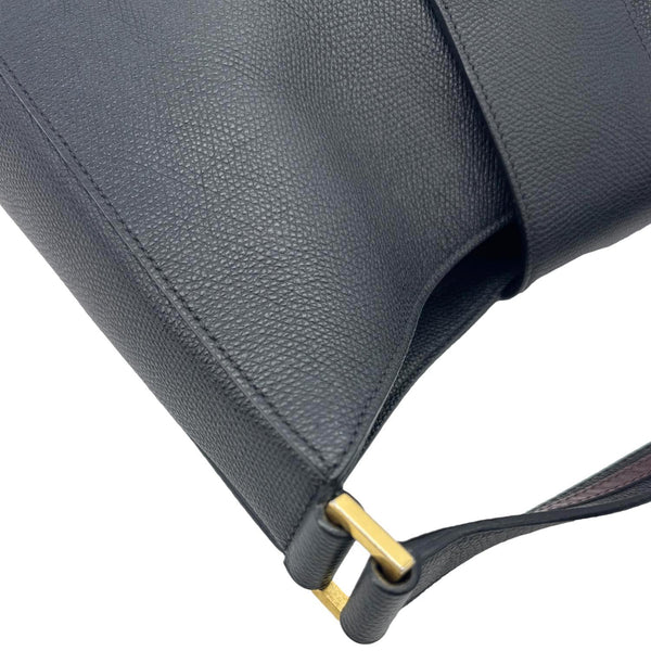 VALENTINO VSling Grainy Calfskin Leather Crossbody Hobo Bag Black