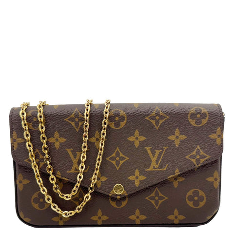 LOUIS VUITTON Felicie Pochette Monogram Canvas Crossbody Bag Brown