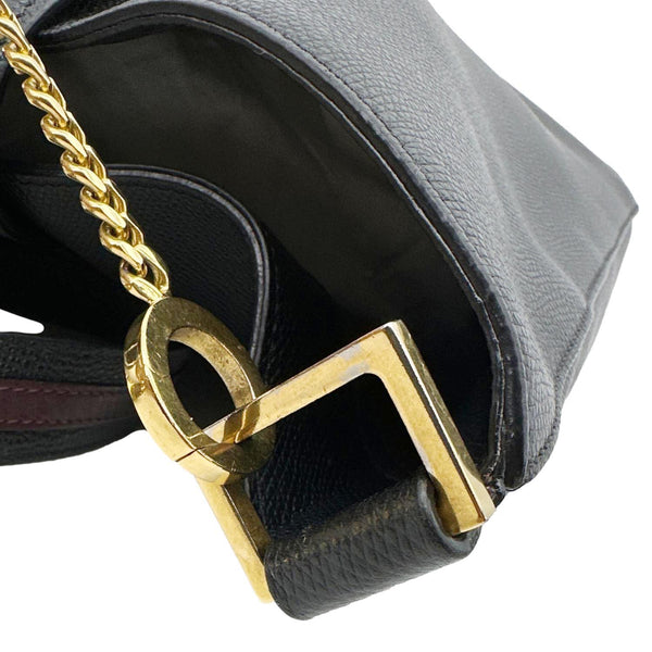 VALENTINO VSling Grainy Calfskin Leather Crossbody Hobo Bag Black