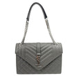 YVES SAINT LAURENT Envelope Grain De Poudre Leather Shoulder Bag Grey