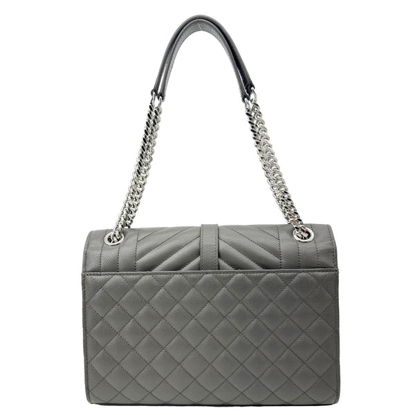 YVES SAINT LAURENT Envelope Grain De Poudre Leather Shoulder Bag Grey