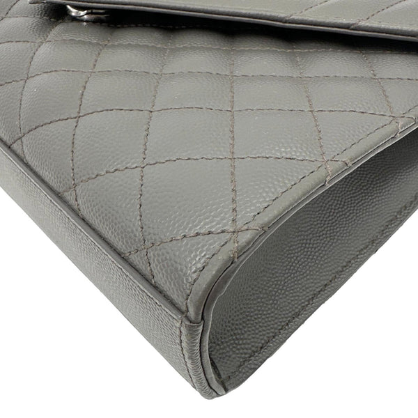 YVES SAINT LAURENT Envelope Grain De Poudre Leather Shoulder Bag Grey