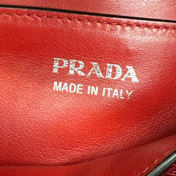 PRADA Monochrome Small Calfskin Saffiano Leather Chain Shoulder Bag Red