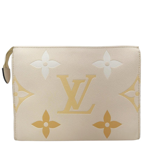 LOUIS VUITTON Toiletry Pouch 26 by the pool Monogram Empreinte Leather  Clutch Cream