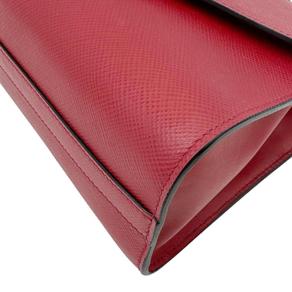 PRADA Monochrome Small Calfskin Saffiano Leather Chain Shoulder Bag Red
