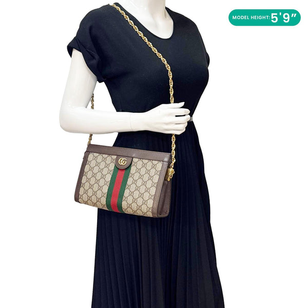 GUCCI Ophidia Small Web GG Supreme Canvas Shoulder Bag Beige 503877