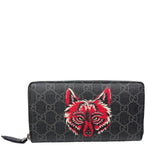 GUCCI GG Supreme Canvas Wolf Print Wallet Black 451273
