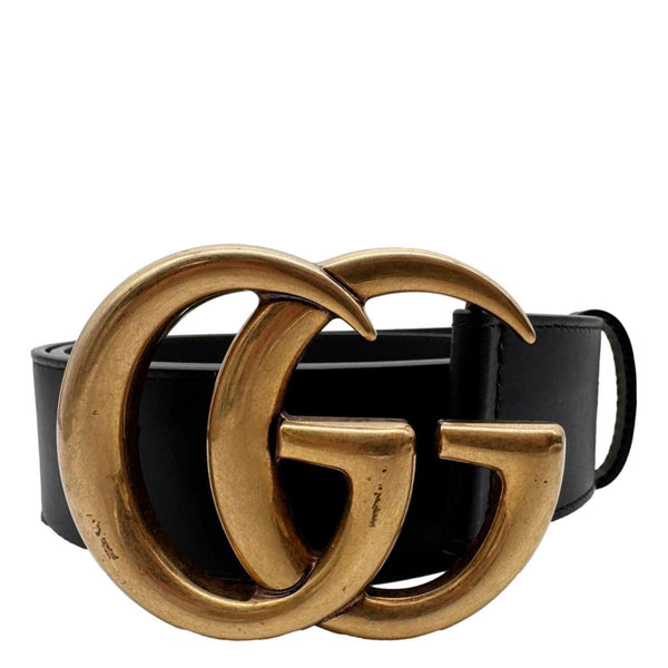 GUCCI GG Buckle Marmont Leather Belt Size 70.30 Black 400593