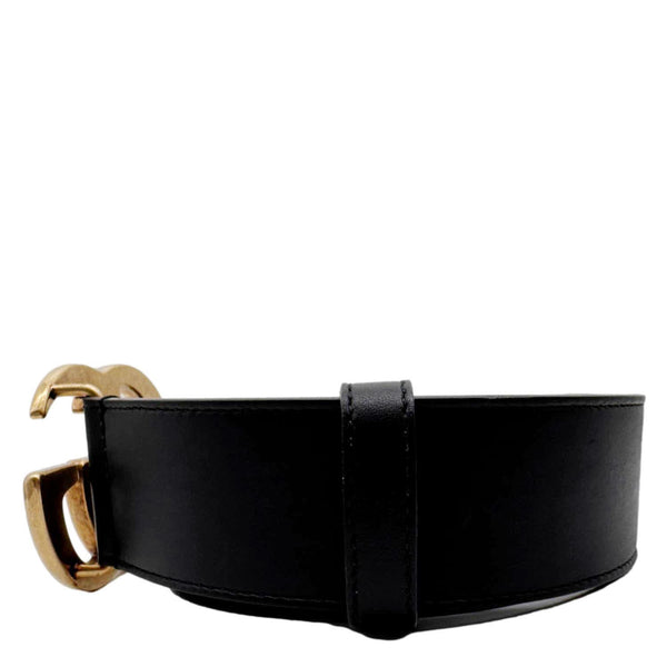 GUCCI GG Buckle Marmont Leather Belt Size 70.30 Black 400593