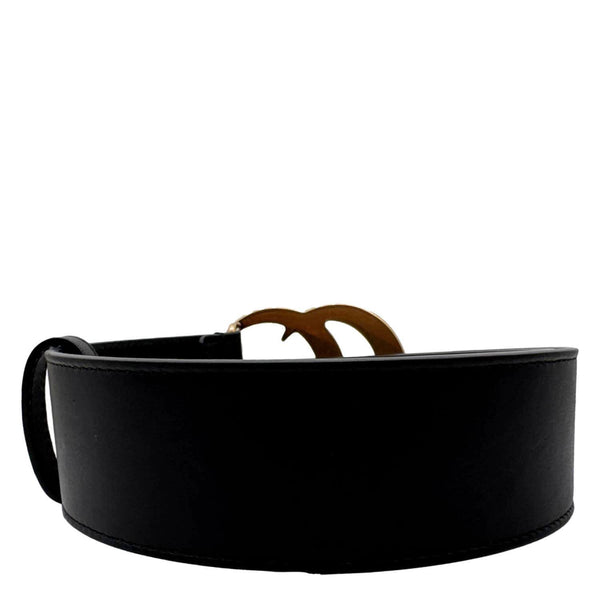 GUCCI GG Buckle Marmont Leather Belt Size 70.30 Black 400593