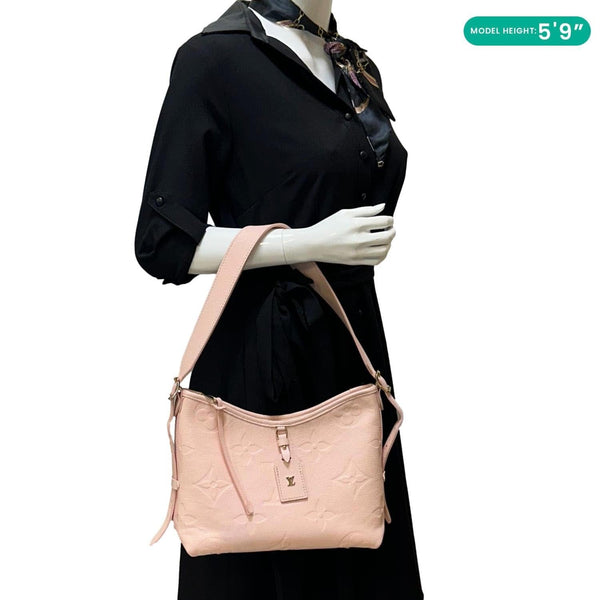 LOUIS VUITTON Carryall PM Monogram Empreinte Leather Shoulder Bag Pink