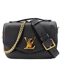 LOUIS VUITTON Lockme Oxford Grained Leather Crossbody Bag Black