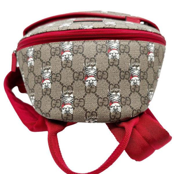GUCCI  Children's Printed GG Supreme Cat Canvas Backpack Red 782708