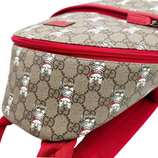GUCCI  Children's Printed GG Supreme Cat Canvas Backpack Red 782708