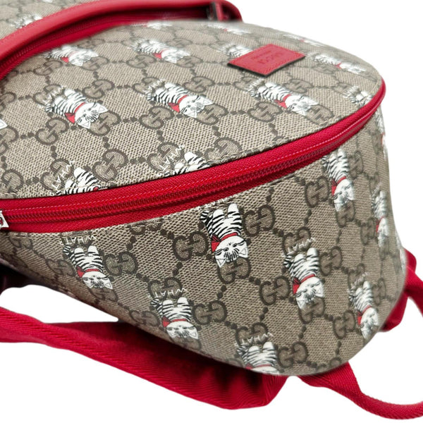 GUCCI  Children's Printed GG Supreme Cat Canvas Backpack Red 782708