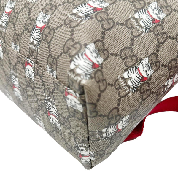 GUCCI  Children's Printed GG Supreme Cat Canvas Backpack Red 782708