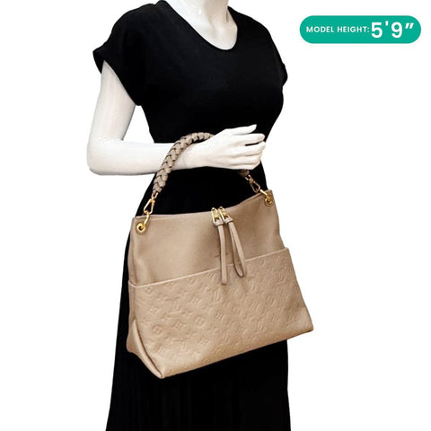 LOUIS VUITTON Maida Monogram Empreinte Leather Hobo Shoulder Bag Dune