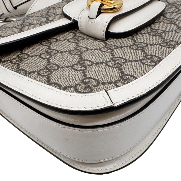 GUCCI Horsebit 1955 GG Supreme Canvas Shoulder Bag Beige 602204
