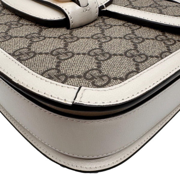 GUCCI Horsebit 1955 GG Supreme Canvas Shoulder Bag Beige 602204