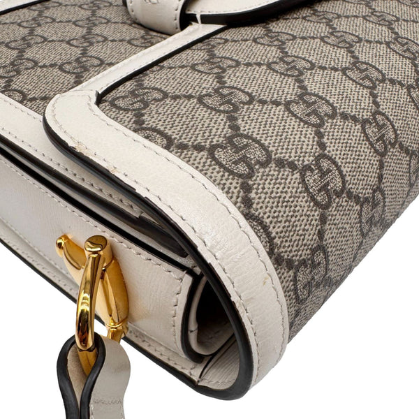 GUCCI Horsebit 1955 GG Supreme Canvas Shoulder Bag Beige 602204